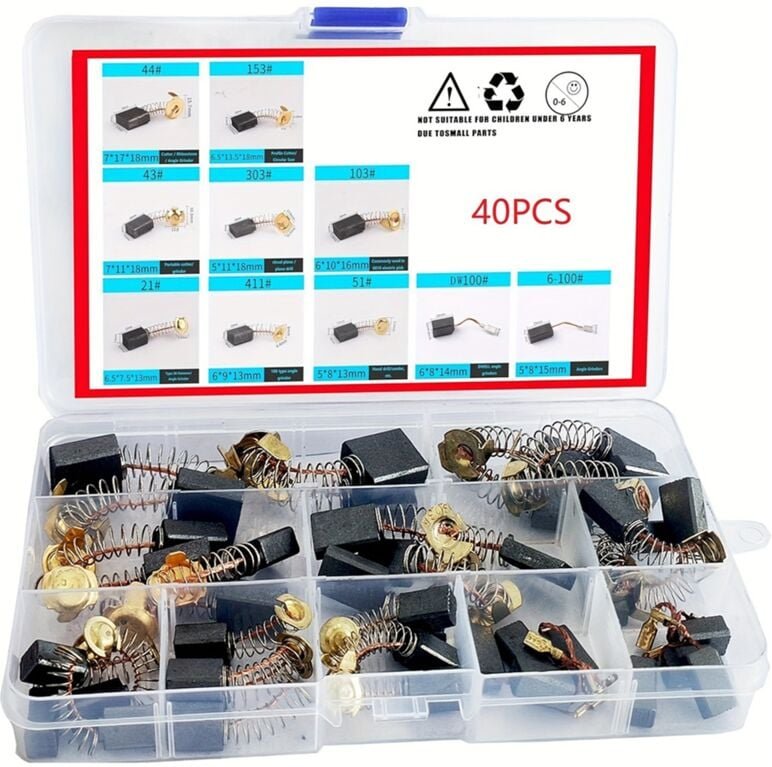 Tlily - 40Pcs Elektromotor Kohlebürsten 10 Modelle von Geeignet für Reparatur Power Tools Teil