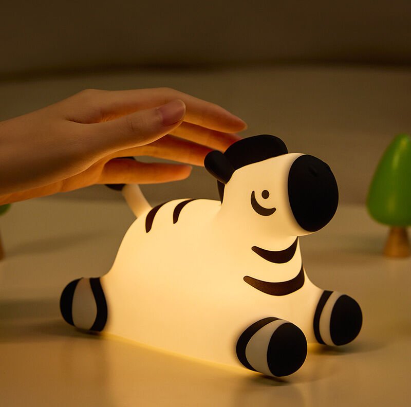 Nachtlicht Kinder Zebra – Weiche Silikonlampe, LED Dimmbare, USB Wiederaufladbar, Timer, Nachtlicht für Kinder- oder Sch...