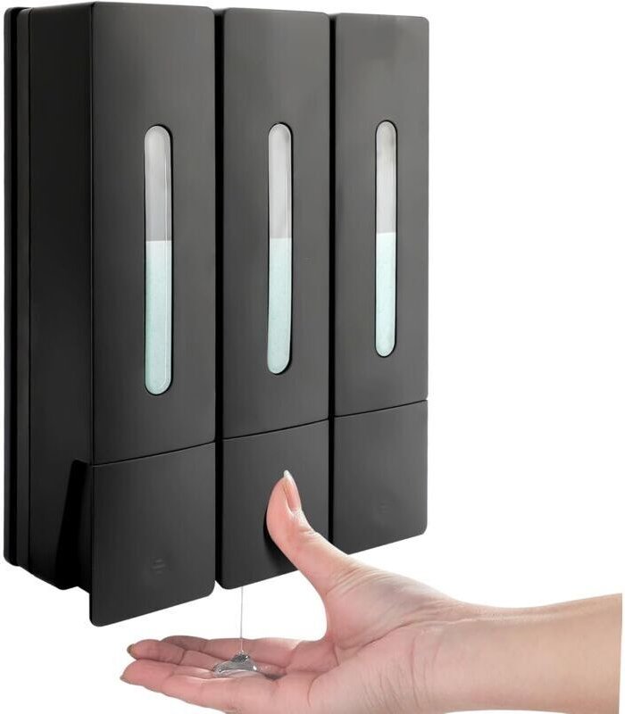 3er-Set Seifenspender zur Wandmontage, kein Bohren erforderlich, gleichmäßige Flüssigkeitsverteilung, auslaufsicher, gee...