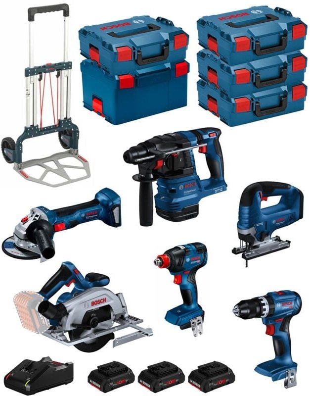 Kit BK603 (GSB18V-45 +GDX18V-200 +GKS18V-57-2 +GST18V-125B +GBH18V-22 +GWS18V-7 + 3x4,0Ah pc +GAL18V-40 + 5xL-Boxx +cadd...