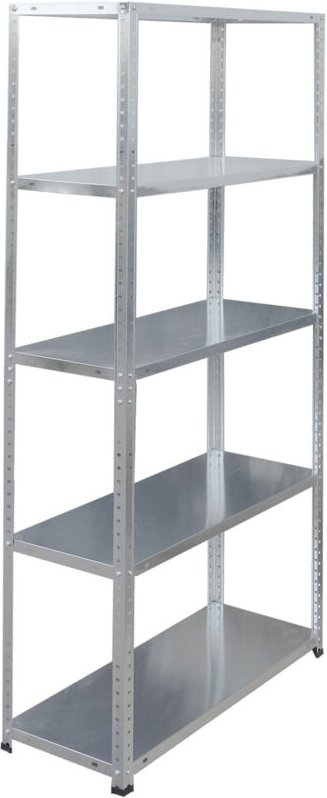 Relaxdays Lagerregal, Stahl, HBT: 150x75x30 cm, 200 kg, 5 Ebenen, Keller, Garage & Werkstatt, Schwerlastregal, silber