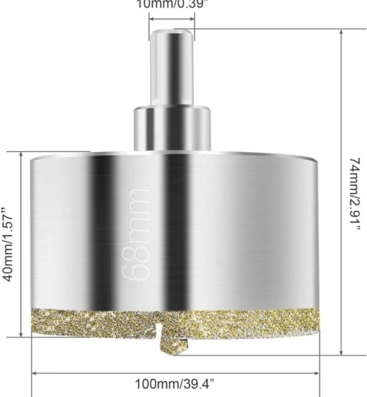 Scie Cloche Diamant 68 mm, Foret Diamant avec Foret Guidage Central, Scie Cloche Carrelage avec Revêtement de Surface en...