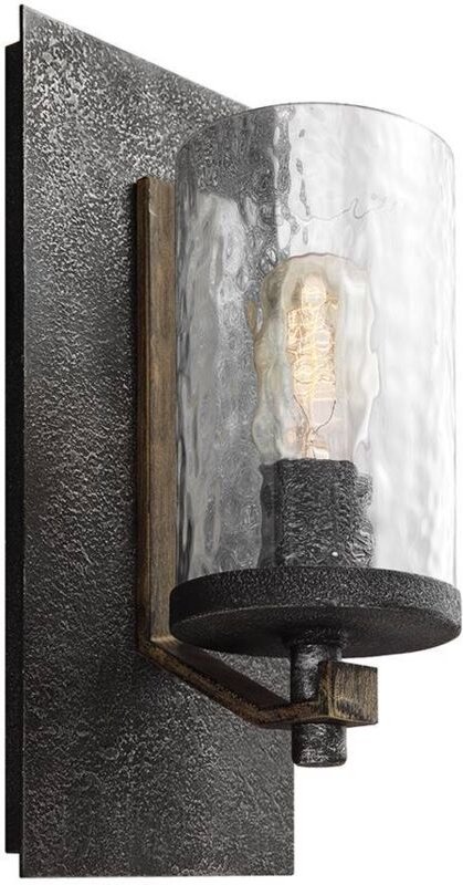 Wandlampe Wandleuchte Wohnzimmerlampe grau 1 flammig E27 Glasschirm h 33 cm