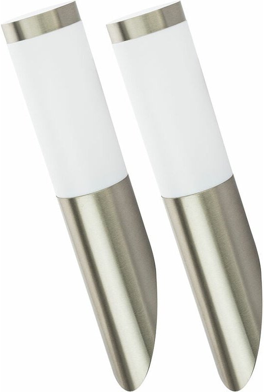 2er Set Haus Wand Leuchten Edelstahl Außen Lampen Strahler im Set inklusive led Leuchtmittel