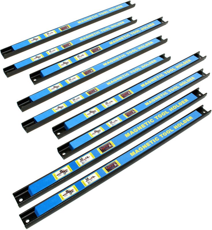 Wiltec Magnetleiste 9er Set 46cm Werkzeughalter aus Stahl Schiene als Wandhalterung für Werkstatt zur Wandmontage Werkze...