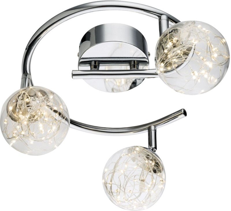 Rondellleuchte led Deckenlampe Innenleuchte bewegliche Spots, Kupferkabel, Lampenschirm glas, chrom, nickel DxH 25x19,5 ...