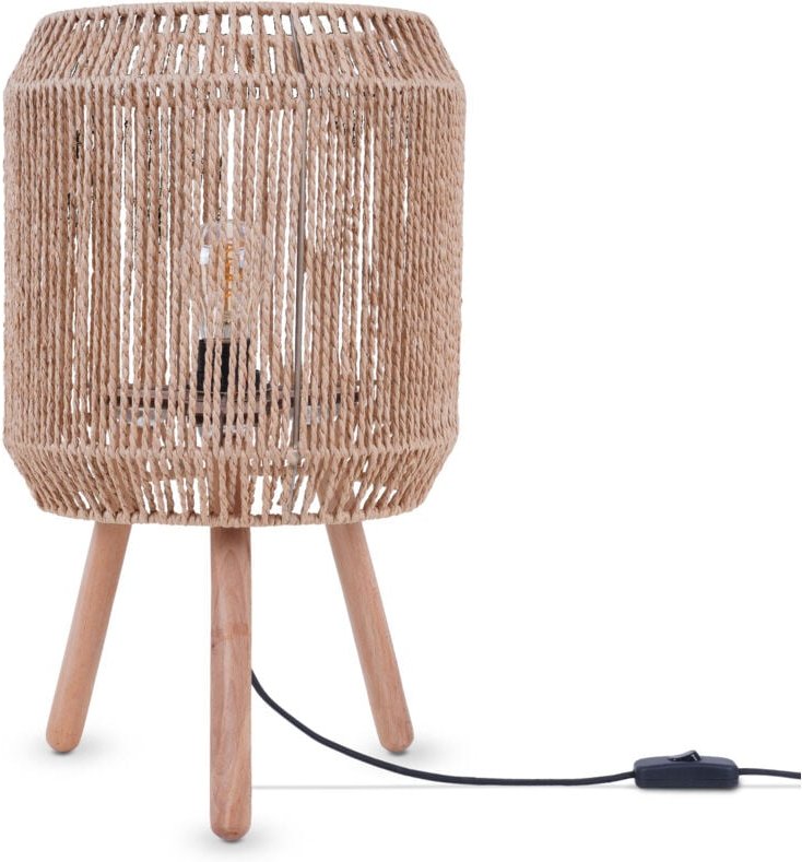 Tischlampe Schreibtischlampe Nachttisch Lampe Leselampe Lampenschirm Boho E27 Natur, Typ 5 - Paco Home