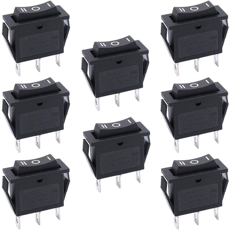 Gotrays - 8 Stück 3-Positionen-Ein/Aus/Ein spdt 3-poliger Kippschalter 15 a 250 v 20 a 125 v ac für Auto, lkw, Boot, Hau...