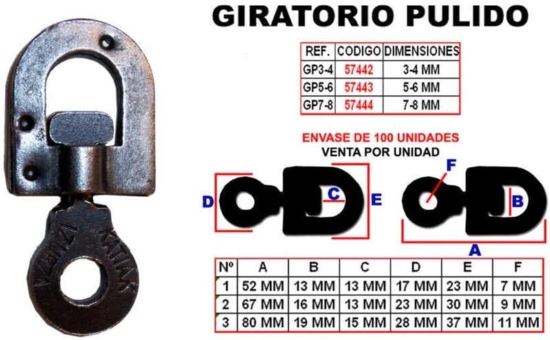 Polierte 7-8 mm Nummer 3 Wirbelschäkel GP-7-8