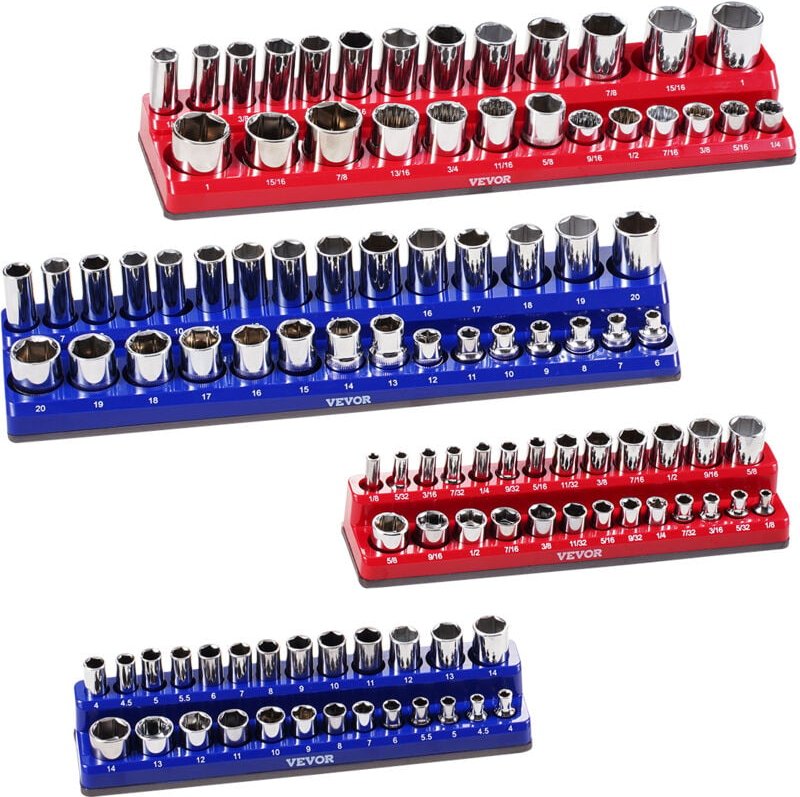 Thumbnail - Steckschlüssel-Organizer-Set magnetisch, 4-teilig, 1/4 Zoll & 3/8 Zoll SAE-Steckschlüsselablagen, für bis zu 108 Standar...