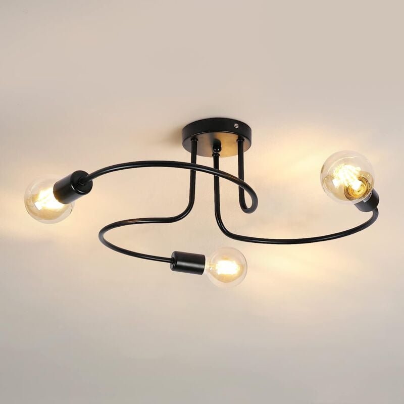 Goeco - Deckenleuchte Industriell und Vintage E27 Basis 3 Lichtern Deckenlampe Für Wohnzimmer Schlafzimmer Esszimmer Bür...