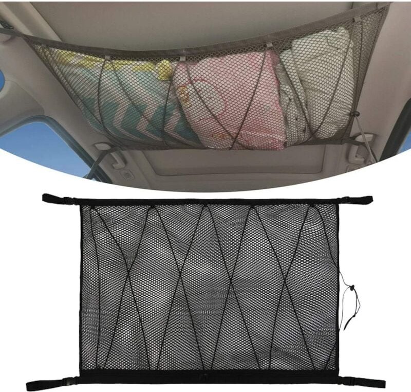 Auto-Aufbewahrungsnetz, universelle Auto-Dachtasche mit Reißverschluss, schwarzes Gepäck-Organizer-Aufbewahrungsnetz für...