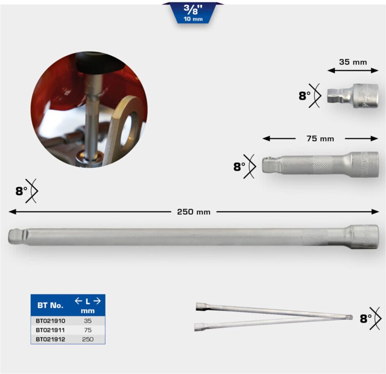 Brilliant Tools - 3/8' Schwenkbare Verlängerung, 35 mm
