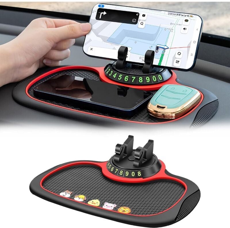 Multifunktionales Armaturenbrett-Zubehör, Anti-Rutsch-Matte für das Armaturenbrett im Auto mit um 360° drehbarer Handyha...