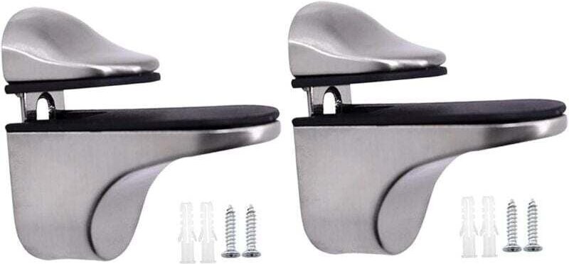 Vtizikl Ensemble de Fixations En Verre pour Étagères, Accessoires Pratiques pour La Maison, brossé