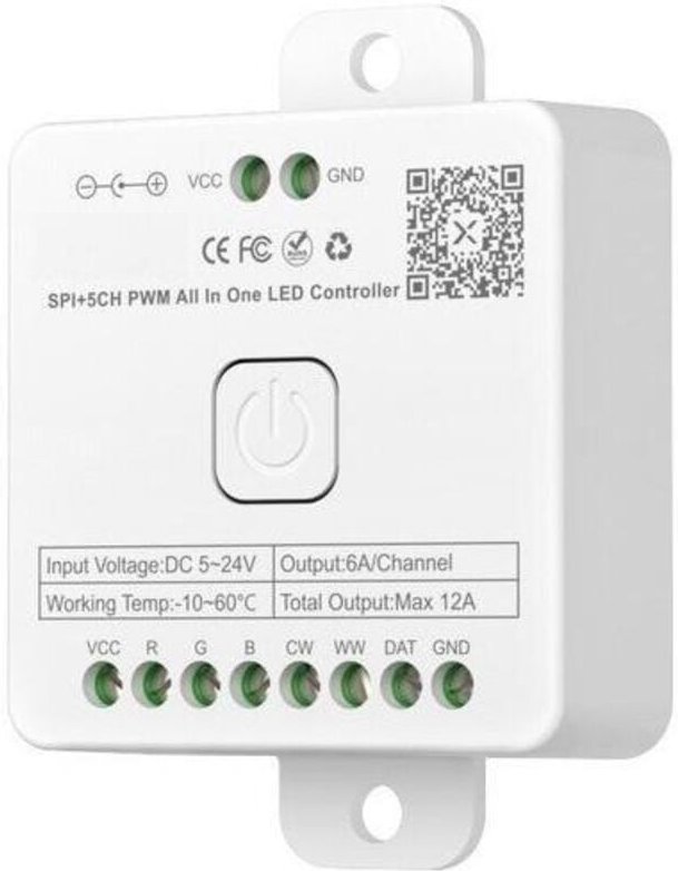Controller Dimmer für LED Streifen 12/24V DC 12 in 1 W/CCT/RGB/RGBW/RGBWW/IC Digital SPI mit Fernbedienung und Bluetooth...