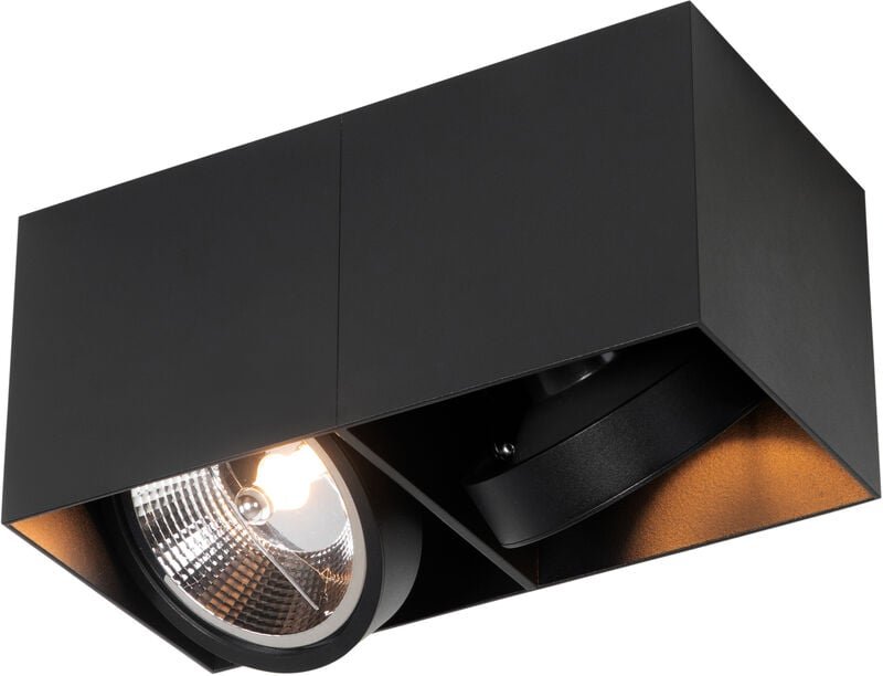 Design-Spot schwarz rechteckig AR111 2-flammig - Box