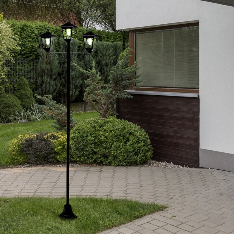 Gartenlaterne groß für draußen Kandelaber 3 flammig Außen Solar Außenlaterne stehend Outdoor, schwarz led warmweiß h 194...