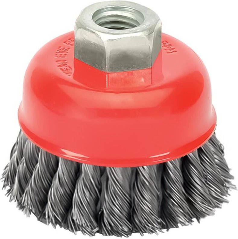 Cepillo Taza Acero Trenzado ø 100 mm. Rosca M14 / Alambre de ø 0,50 mm.