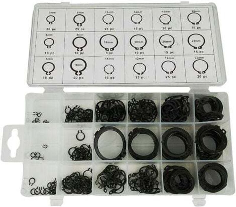 Sicherungsring, 300 Clips für Sprengring, Wellensicherungsring, schwarz, Typ c, zur Befestigung von Außensicherungsringe...