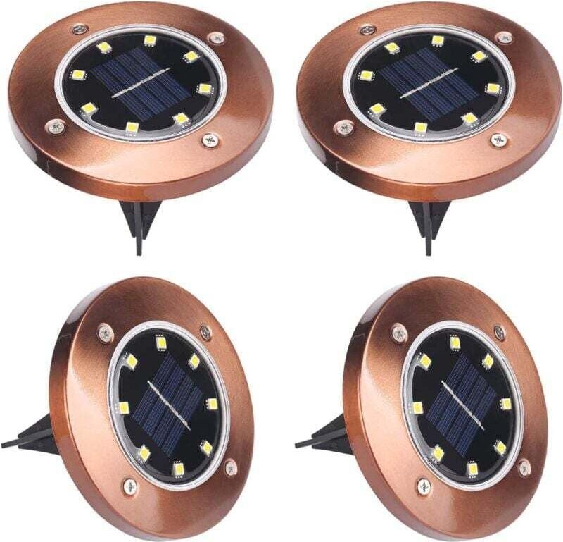 Solar-Gartenleuchte, 8 LEDs, 4er-Pack, Solarlicht für den Außenbereich, wasserdichte LED-Einbaulampe, Solar-Stehlampe, T...