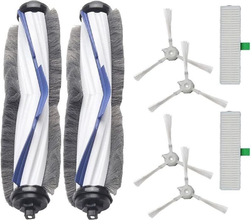 Set mit 8 Hauptseitenbürsten für den Saugroboter Explorer 60 RR7427 RR7447, 2 Hauptwalzenbürsten, 2 Filtern