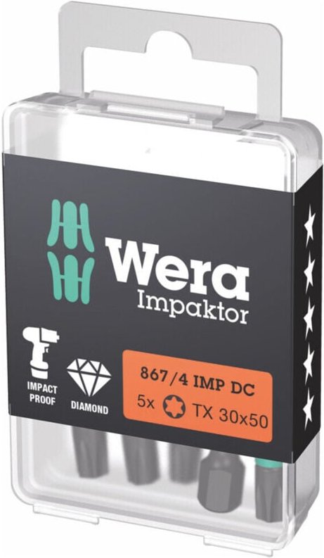 Thumbnail - Impaktor Bit für Torx, 1/4 Zoll e 6,3 Set, Torx-Profil: TX30 5 Stk - Wera
