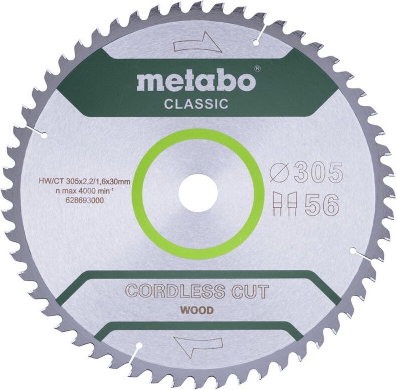 Metabo - Sägeblatt cordless cut wood - classic, 305x30 Z56 wz 5° /b