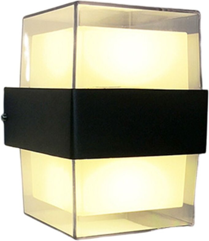 LED-Badezimmerspiegel-Frontleuchte, quadratisch, beidseitig schwarz, warmweißes Licht, 12 W