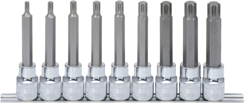 KS Tools 1/2" CHROMEplus RIBE-Bit-Stecknuss-Satz, lang, 9-teilig M5-M14