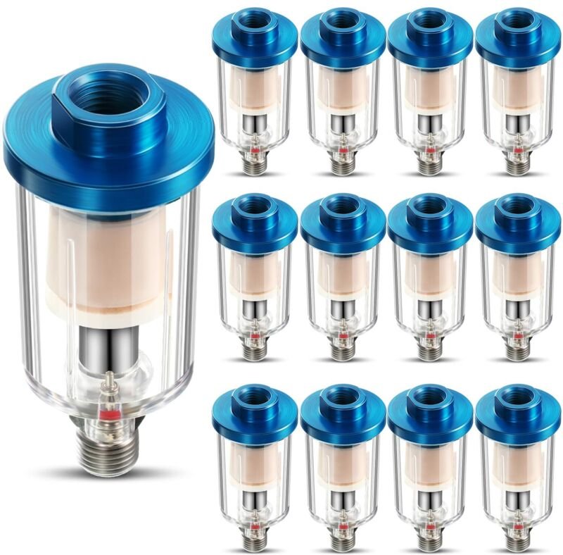10 Stück Druckluftfilter Öl-/Wasserabscheider, 1/4 Zoll NPT Ein- und Auslass Airbrush-Filter Feuchtigkeitsabscheider für
