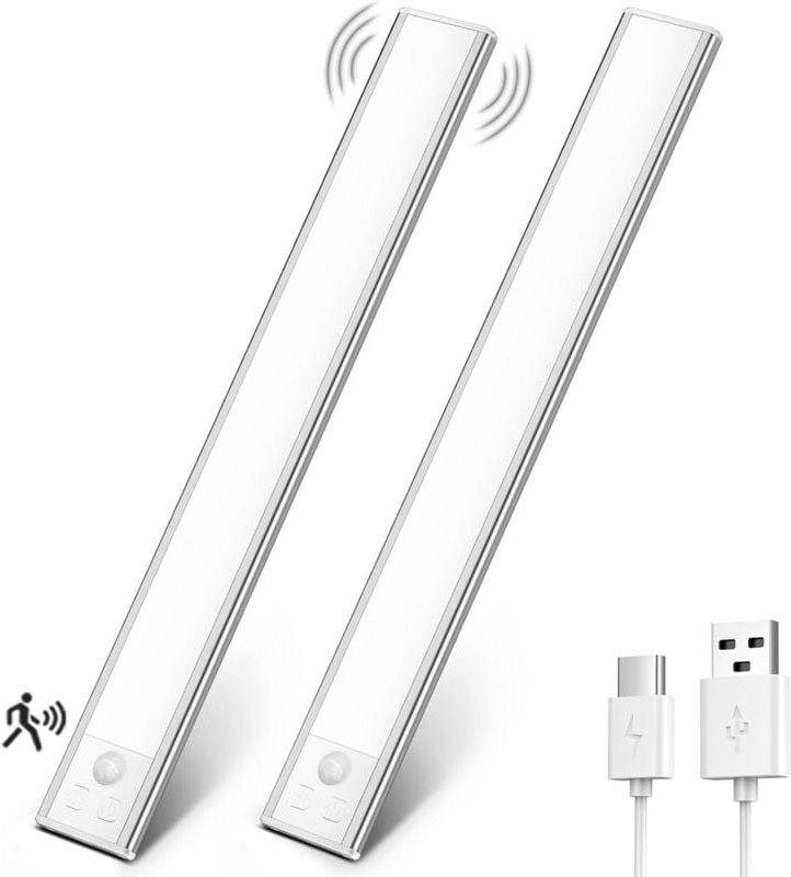 Jalleria - Schranklampe, wiederaufladbare LED-Beleuchtung für Innenschränke, kabellos, dimmbare LED-Lampe mit Bewegungss...