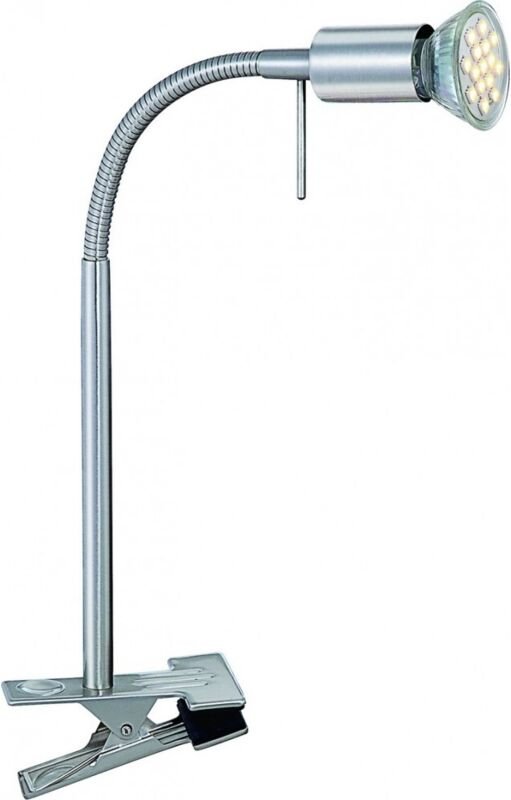 Globo - led Klemm Leuchte Lampe Beleuchtung Metall Nickel Matt Flexo Schlaf Zimmer Büro