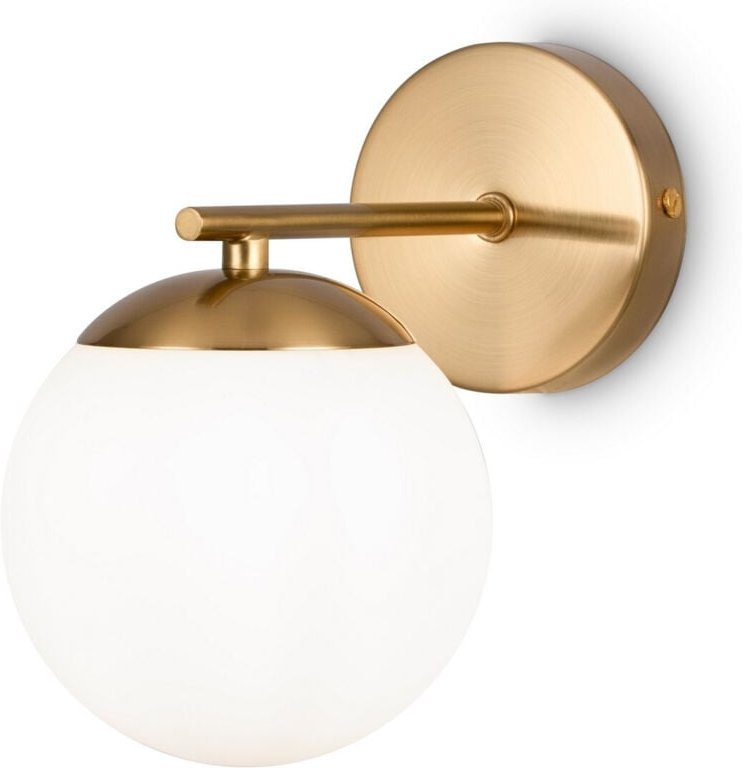 Wandleuchte Wandlampe Flurleuchte Schlafzimmerleuchte Metall Glas Messing d 21cm