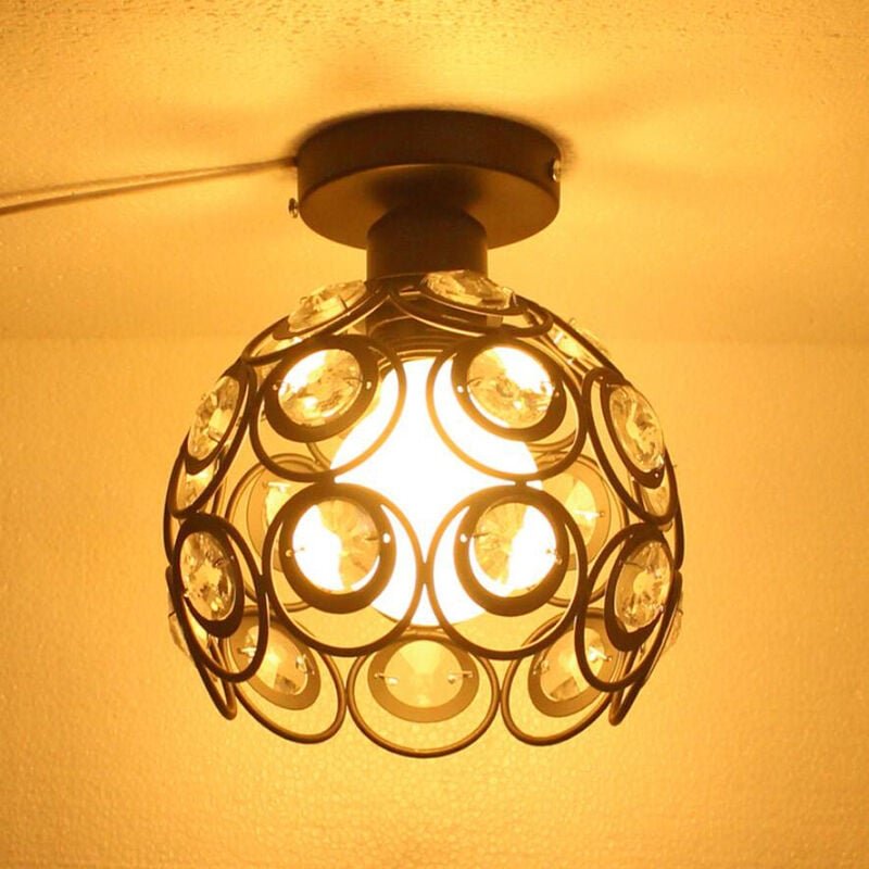 Axhup - Deckenleuchte Moderne Stil Deckenlampe mit Ø20cm Kristall Lampenschirm Semi-Flush Mount Art Licht E27 Fassung fü...