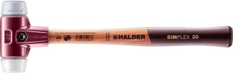 SIMPLEX-Schonhammer, TPE-mid / Superplastik mit Tempergussgehäuse und hochwertigem Holzstiel D=30 mm 3037.030