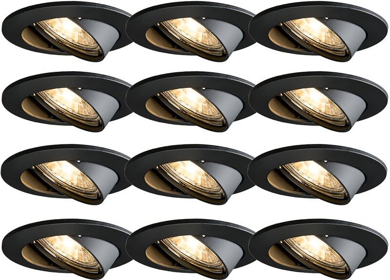 12er Set moderne Einbaustrahler schwarz schwenkbar - Edu