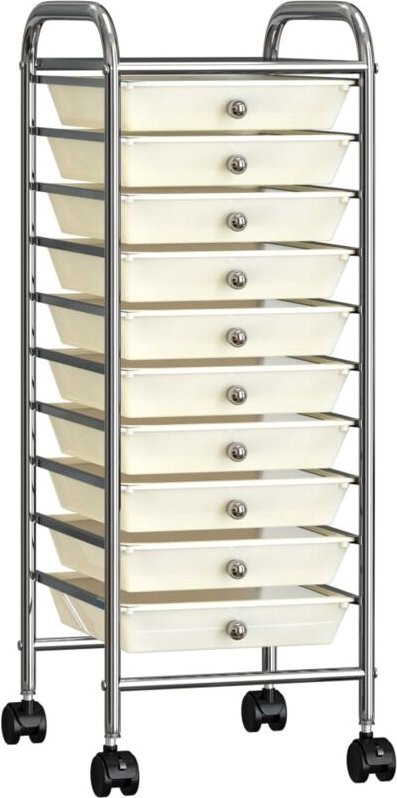 Schubladenwagen mit 10 Schubladen Weiß Kunststoff Vidaxl