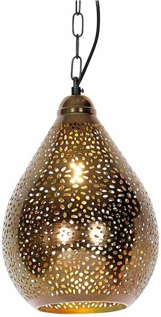 Orientalische Hängelampe Schwarz mit Kupfer - Maru 5