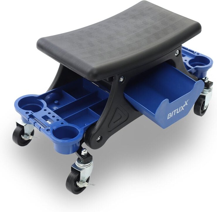 Bituxx Werkstatthocker mit Rollen Rollhocker 69x26x34 cm mit 4x 360° Rädern, 2x Bremse, 180 kg belastbar, Sitzhöhe 34 cm...