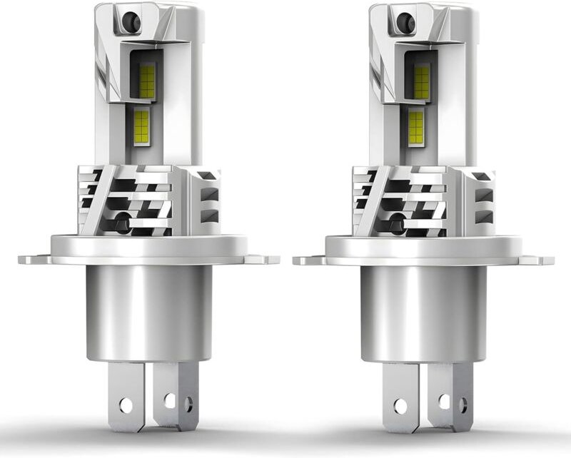 H4-LED-Lampe, 6500 K Weiß, 60 W, extrem hell, Plug-and-Play-12-V-Scheinwerfer für Auto und Motorrad, 2 Lampen