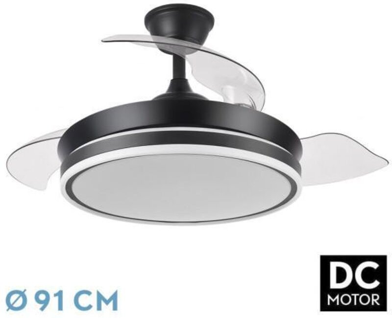 Deckenventilator Fabrilamp modernes Modell schwarz 72W LED