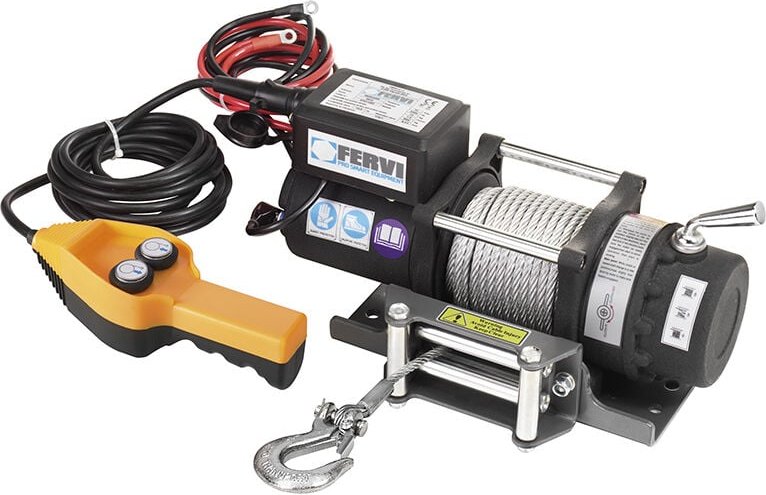 Fervi - elektrische seilwinde flaschenzug kran seilzug motorwinde 12V 0630/2200