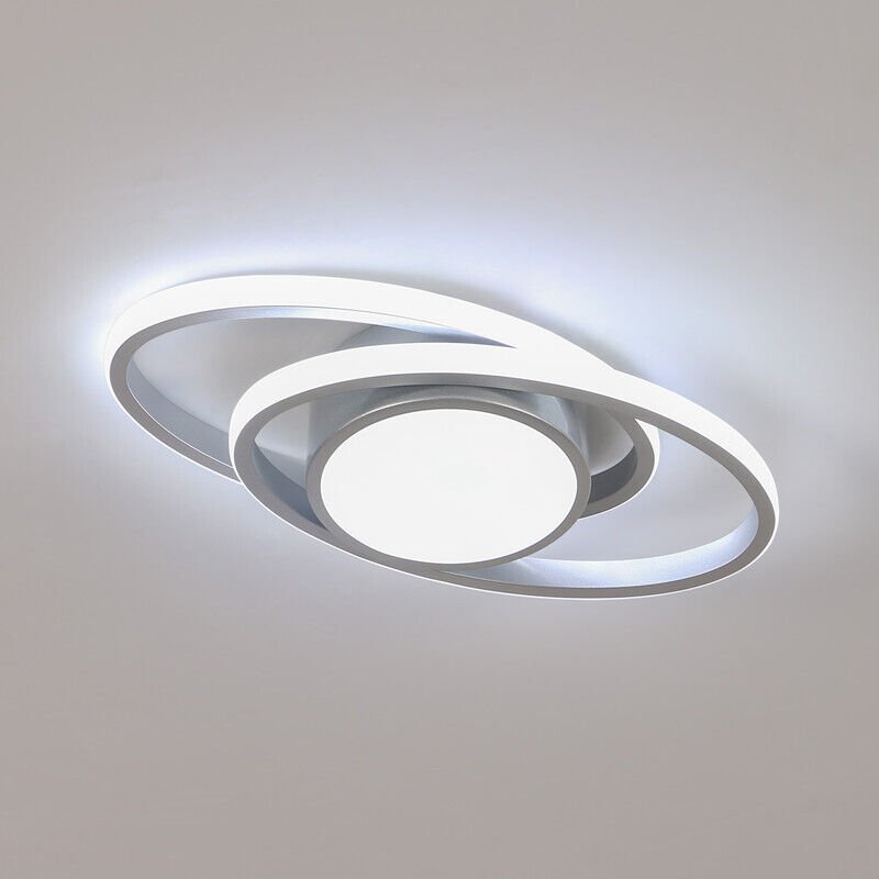 GOECO LED-Deckenleuchte mit Doppelkreis-Design aus Aluminium, silberfarben, 38,5 x 17 cm, 39 W, Tageslicht (6500 K), für...