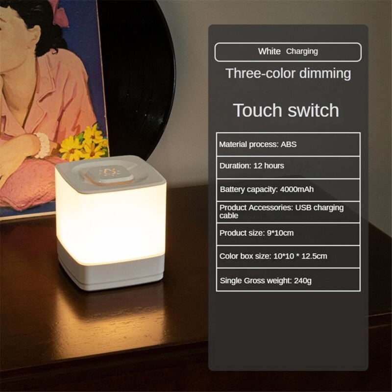 LED-Nachtlicht, USB wiederaufladbar, 3-stufige Helligkeit für die Nachttischlampe, tragbare Touch-Schlafzimmerdekoration