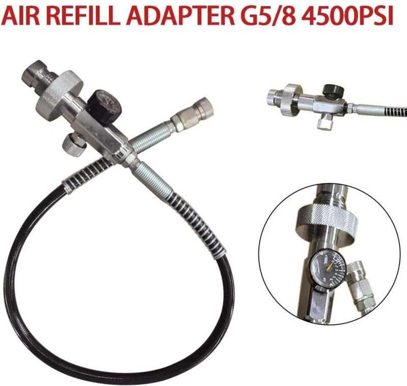 PCP Füllstation Ladekit 300bar / 4500PSI Din Luft Refill Adapter G5/8" Adapter Schlauchlehre Hochdruck Tauchrohr Tauchen...
