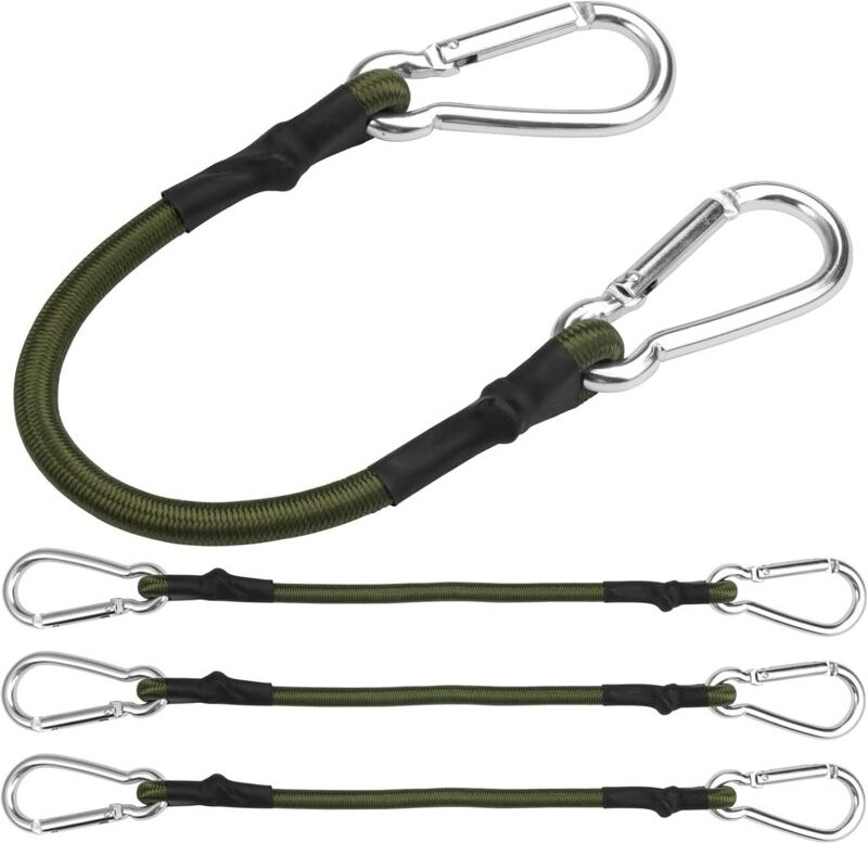 Coocheer - 4 Stück Bungee-Spannern mit Karabiner, 30 cm Bungee-Seil mit Karabiner, elastisches Gepäckseil, robuste elast...