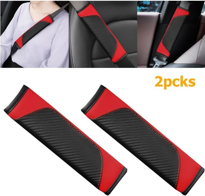 2-teiliger Sicherheitsgurtbezug fürs Auto, Schulterschutz für Sicherheitsgurte aus Kohlefaser, weiches Sicherheitsgurtpo...