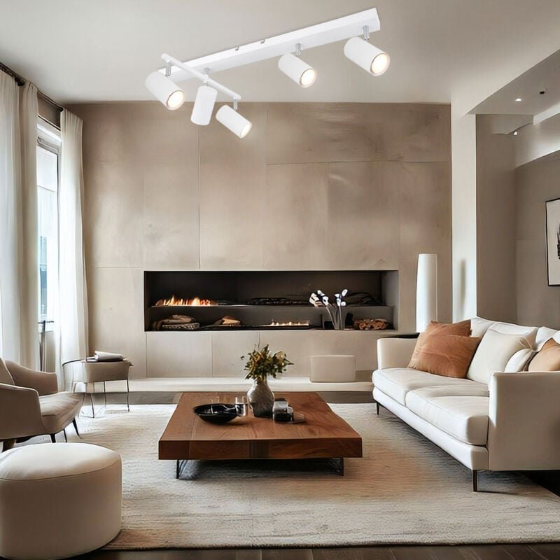 Deckenlampe Deckenstrahler weiß Leuchte weiß 5 flammig Spotleuchte beweglich, Spots flexibel, Metall, 5x GU10 Fassungen,...