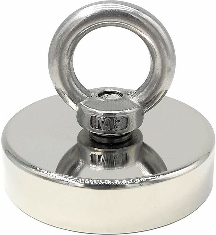 Neodym-Magnet 140 kg Kraft ø 60 mm, Magnete mit kraftvollen Heberingen für Industrie und Wissenschaft, Magnetfischen - A...